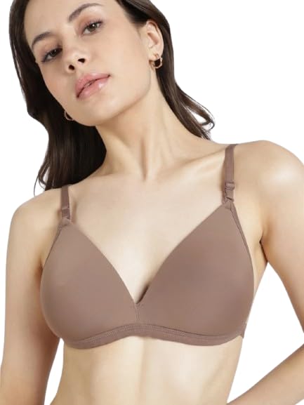 yashboss Women's Everyday Lightly Padded Wireless Bra, V-Neck Seamless T-Shirt Bra with Adjustable Straps, Full Coverage Comfort Bra for Daily Use, Soft Support (in, Cup Band, 30, C, Regular, Brown)-picture-28