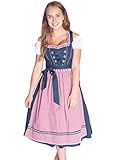 Lekra Damen Dirndl Gerda vers. Längen Navy rot (40, Navy rot 70er Länge)