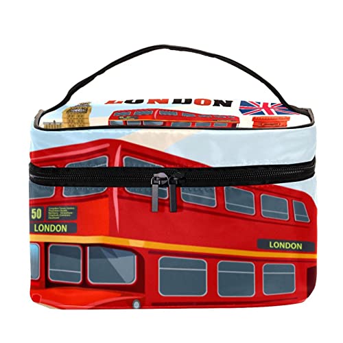 Sac à cosmétiques de voyage Bus Rouge : organisateur de maquillage grande capacité