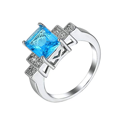 Bague de fiançailles plaquée Or Blanc femme, anneau anniversaire zircone