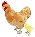 ADORE 12" Standing Goldie the Hen Chicken with Baby Chick Plush Stuffed Animal Toy