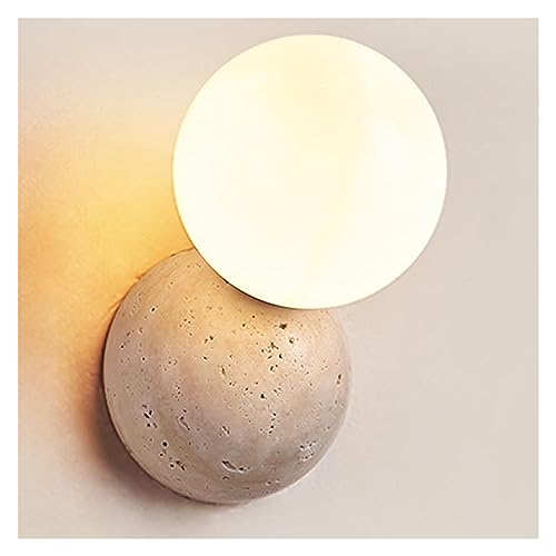 ZVALIEVYE Aplique de Pared Estilo Japonés Wabi-Sabi, Luces de Pared de Travertino Amarillo Crema, Aplique de Pared G9 con Pantalla de Vidrio Lechoso, Iluminación Minimalista para Tocador de Dormitorio