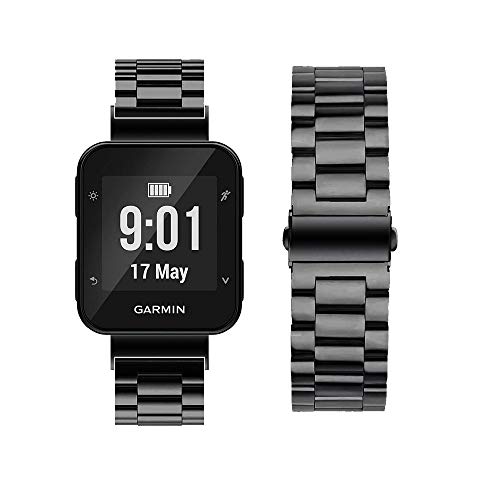 C2D JOY Stainless Steel Strap Compatible with Garmin forerunner 35, 30 GPS Running Watch Band and Approach S10 Lightweight GPS Golf Watch Strap for Men Accessories Wristband (Black)