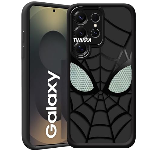 Image of Stylish Spider Back Case Cover Compatible for Samsung Galaxy S25 Ultra 5G | Spidey Face Mask Case | Soft Silicone | Camera & Full Body Protection | Shock Proof | (Black)