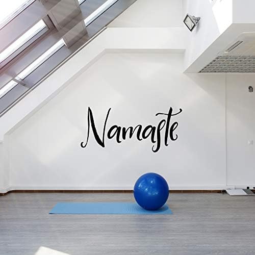 Extra Large Yoga Wall Decal | Big Namaste Wall Sticker | Huge Lettering (2 ft x 4 ft) | Yoga Studio or Home Gym Decoration Big Wall Art Quote | Health and Fitness Mindfulness Meditation (Black)