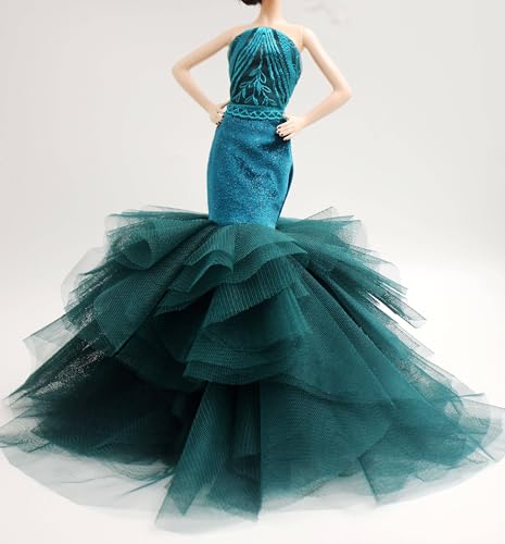 Handmade Cora Gu Classic Emerald Velvet Embroidery Mermaid Dress Wedding
