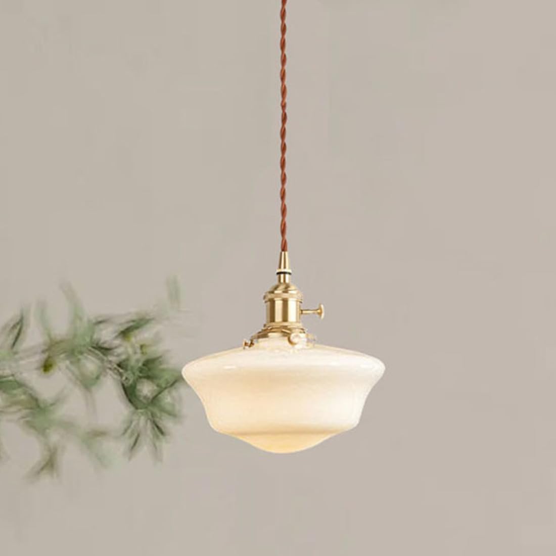 11" Milk Glass Pendant Light – Gold Mid-Century Modern Schoolhouse Fixture, Vintage Art Deco Chandelier For Kitchen Island, Dining Room, Bathroom, Foyer, E26 Base