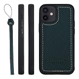 HANATORA for iPhone 12mini ケース 本革 日本製 耐衝撃 スマホケース スマホ ストラップ 付き シュリンクカーフレザー ギフト マグネットなし グリーン SPGJP-12Mini-Green