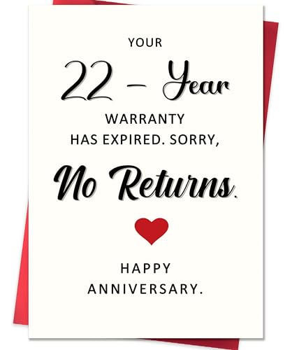 Smithtuy Funny 22 Year Anniversary Card 22nd Wedding Anniversary Card Gifts for Husband Wife Couples Women Men 21nd Anniversary Cards Gifts for Him Her
