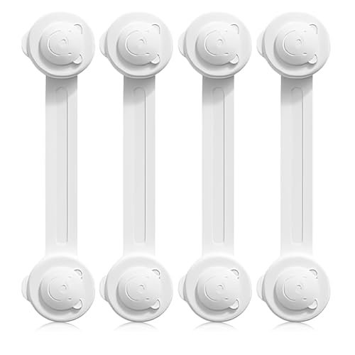 4 Pezzi Blocco Bambino Per Armadio E Cassetti, Blocco Cassetto Per Porta Armadi Frigo E Cassetti Con Forte Adesivo Senza Forare, Blocco Armadio (Bianco)