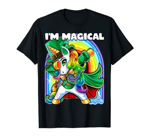 Soy Magical San Patricio Día Dabbing Unicorn Leprechaun Camiseta