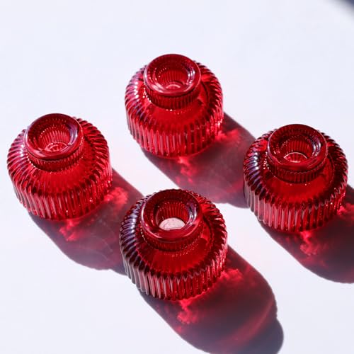 Woho Red Taper Candle Holders Set of 4 for Christmas view 5