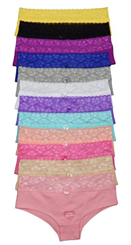 Viola's Secret Wholesale 12 Pack of Women Underwear Cotton Panty lace Various Styles (XL, C948)