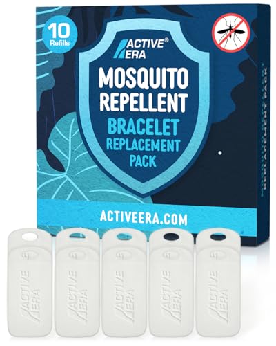 Active Era Mückenschutz Armband Nachfüllset 10er Pack Nachfülltabs für Mückenarmband Anti Mückenarmband Kinder & Erwachsene 100% DEET frei mit ätherischen Ölen angenehm duftend