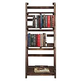 Yaheetech Wooden Foldable Ladder Shelf 4-Tier Magazine Holders Book Racks Plant Stands Folding Flower Display Pot Decorative Storage Free Standing Indoors/Outdoors Rustic No Assembly Required
