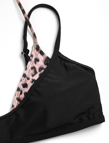 Image of ZAFUL Women's Polka Dot Bikini Set Double Layer Halter Swimsuit Colorblock Side Tie 2 Piece Bathing Suit