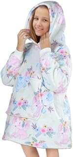Queenshin Strawberry Wearable Blanket Hoodie,Oversized Sherpa Comfy Sweatshirt for Adults Women Girls,Warm Cozy Hooded Body Blanket