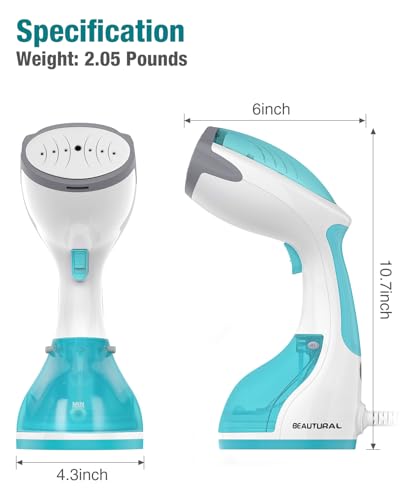 BEAUTURAL Steamer for Clothes, Portable Handheld Garment Fabric Wrinkles Remover, 30-Second Fast Heat-up, Auto-Off, Large Detachable Water Tank - Image 4