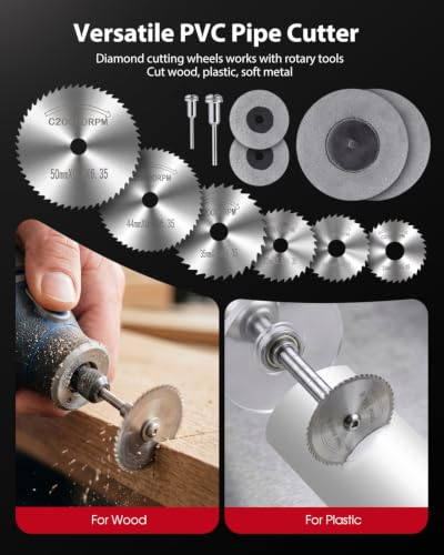 Inside PVC Pipe Cutter Tool, Internal PVC Pipe Cutter with 6 PCS Saw Blades and 7 Inch Scale Adjustable Depth Gauge Guide, Drill Pex Cutter Plumbing Tools with Diamond Cutting Wheels for Plastic Metal — view 6