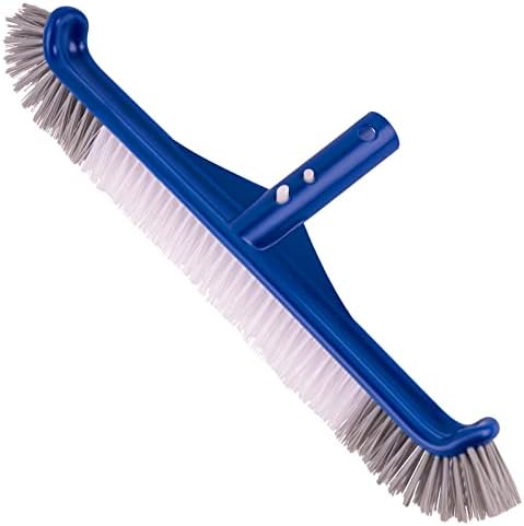 POOLAZA Pool Brush, 17.5" Pool Brushes for Cleaning Pool Walls, Premium Nylon Bristles Pool Brush Head with EZ Clip, Curved Ends High-Efficiency Pool Scrub Brush
