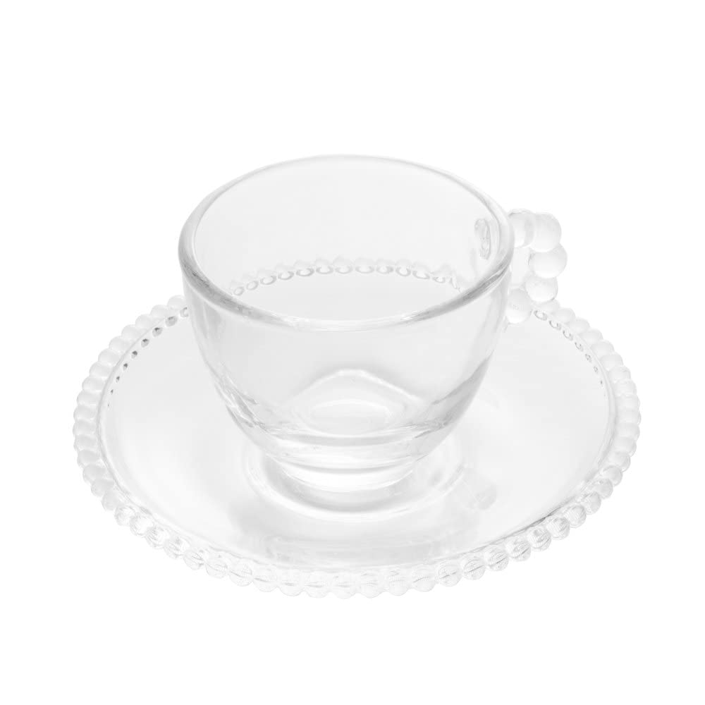 CJ 4 XÍCARAS CAFÉ CRISTAL COM PIRES PEARL 80ml TRANSPARENTE