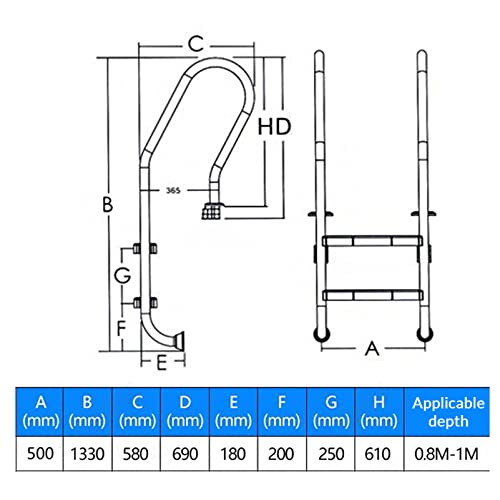 Escalera para piscina con 2 peldaños de acero inoxidable 304 miniatura 7