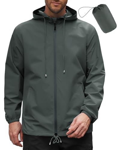 COOFANDY Mens Rain Jacket Waterproof Packable Outdoor Raincoat with Hood