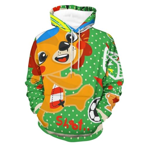 Hoodie lion soccer UMENG unisexe sweat à capuche de football noir taille S