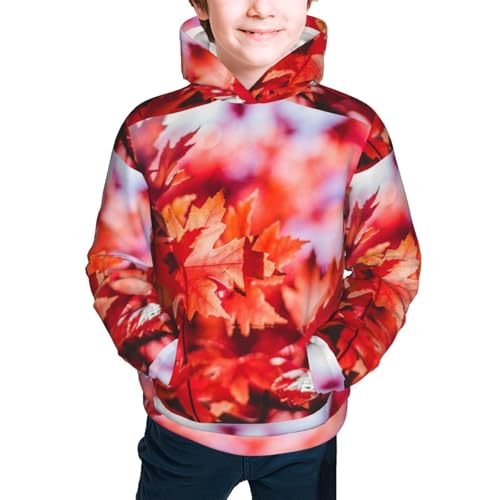 Autumn Pumpkins Fall Leaves Kid Hoodies Boys Sweatshirts Girls Pullover with Pocket3