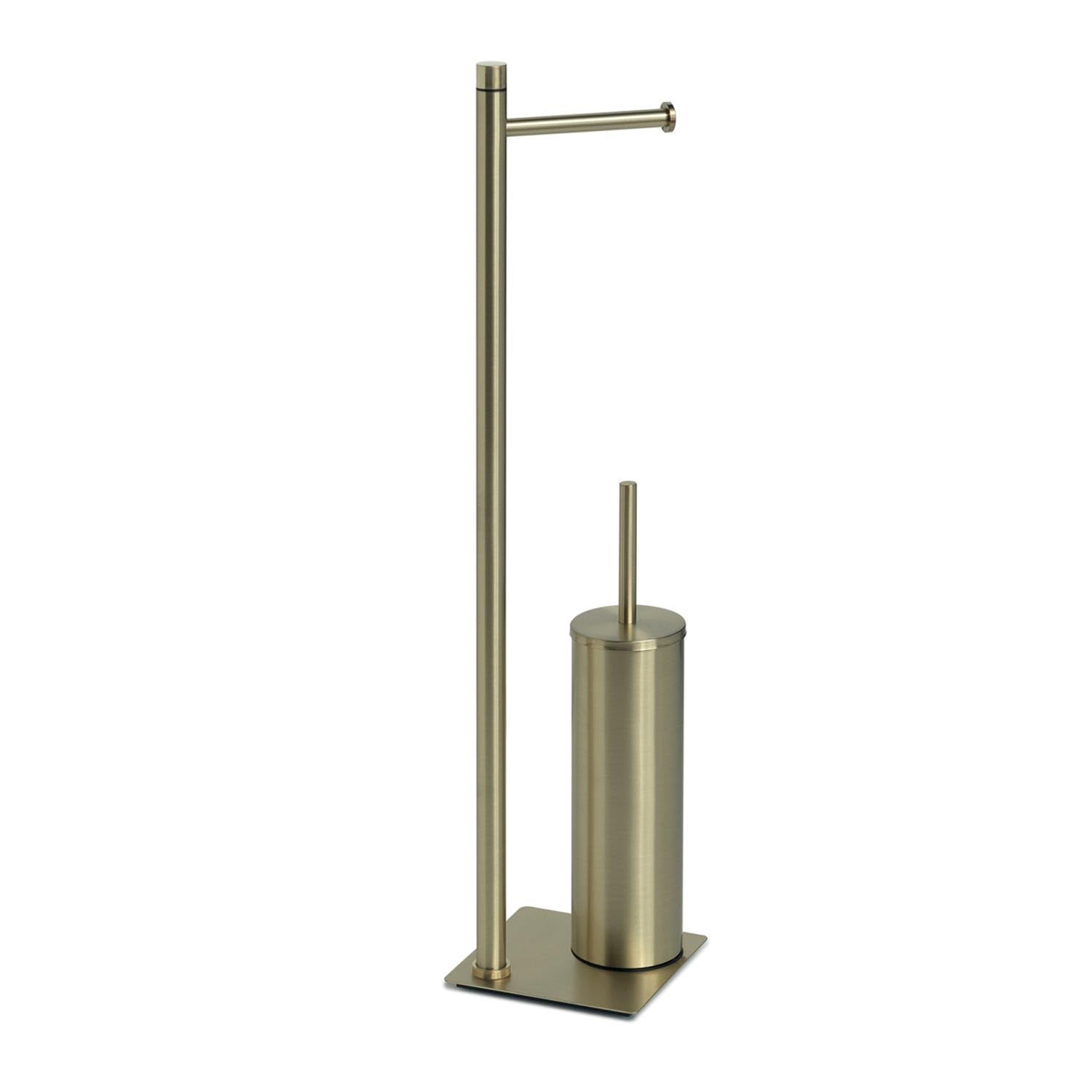 Kiamami Valentina Lampadaire de salle de bain porte-rouleau et porte-brosse WC doré brossé