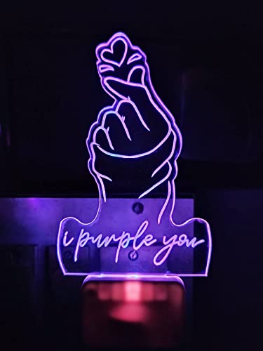 Image of 3D Optical Illusion BTSs2 Acrylic Night Lamp, 7 Colors RGB Auto Color Changing Led Plug and Play Night Light Lamp (Acrylic, Multi Color, Pack of 1) (BTSs2)