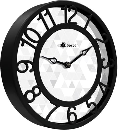 Image of Bosco Modern Non Ticking Silent,Black and White with Decorative Frame 20 CM Table Cum Round Wall Clock for Home, Living Room, Bed Room, Office and Kitchen- BWC-1202