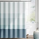 jinchan Ombre Ocean Blue Striped Shower Curtain Waterproof Fabric Shower Curtains for Bathroom Gradual Color Minimalist Design Modern Neutral with 12 Hooks 70x72 Inches