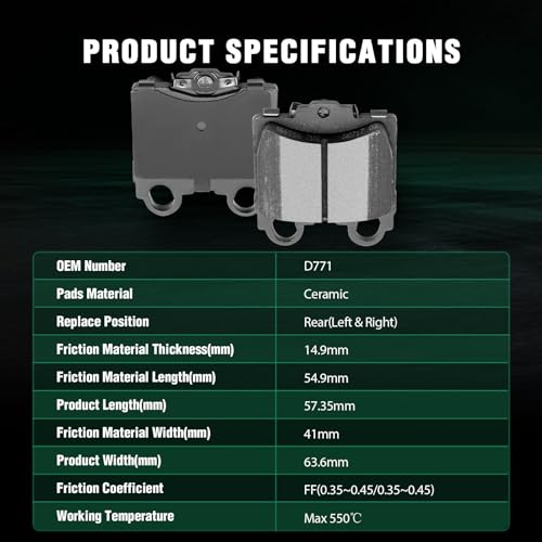 Image of AUTOMUT - Ceramic Disc Brake Pads Rear D771 w /Hardware