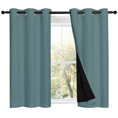 NICETOWN Greyish Blue 2-Pane Blackout Curtains, 42" W x 45" L