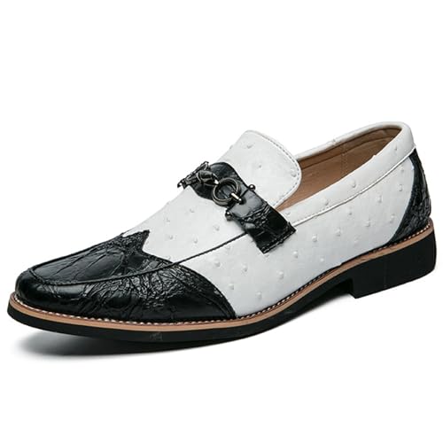 YZABEL Men’s Leather Oxfords, Slip-On Pointed Toe Dress Shoes for Business Formal Occasions Leather Elegant Wedding Social Oxfords Shoes Man