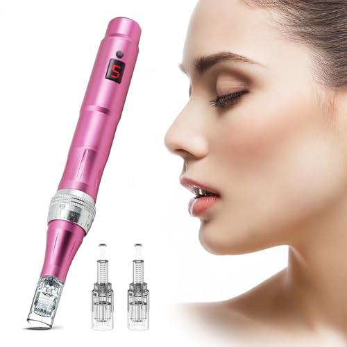 Derma-pen Microneedling Pen, Professionale Penna Derma per la Crescita di Capelli e Barba, Penna Elettrica per la Cura Della Pelle per Uomini e Donne Uso Domestico