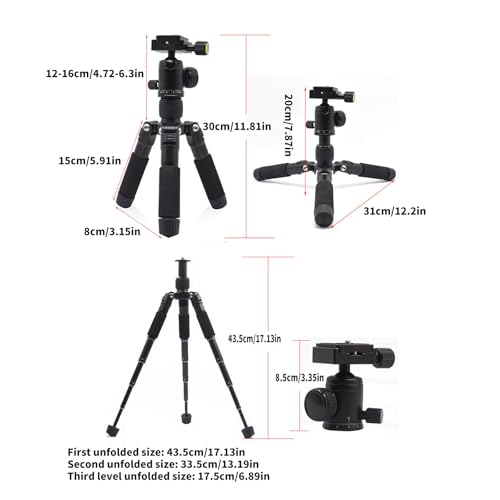 Trípode pequeño de mesa de 20 pulgadas con cabezal de rotación de 360 grados estable 3