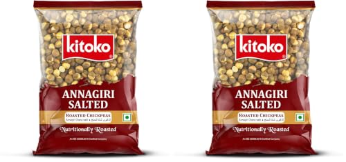 Image of KITOKO FOODS Roasted Annagiri Chana Salted (360gm), Plain Desi Chickpeas With Skin, Bhuna Chana Namkeen Snacks, Organic Khara Daria, Healthy & Gluten-Free (360gm Pack of 2)
