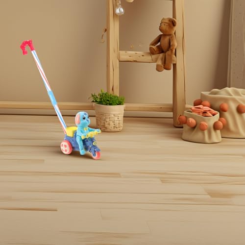 Image of Toyvian Plastic Baby Push Toy Toddler Pull with Handle Basket Pull Along Music Puppy Push and Walking Baby Walk Behind for Infant Learning Walker 19.6 Inch