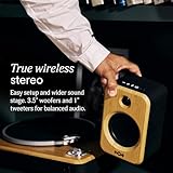 House of Marley Get Together Duo 2 Active Bookshelf Speakers - 2 x 10 W, 1 Portable + 1 Fixed Speaker with Bluetooth Stereo Pairing, RCA/AUX Input, Turntable Compatible, Sustainable Design, Bamboo - Image 5