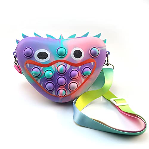 Poppet Bolsos de mano, bolsa de juguete de silicona, bolsa de juguete para la ansiedad, con longitud ajustable de la correa de hombro, bolsa de hombro para niñas, para niños y adultos (C) Cover