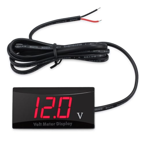 Gujdnhderq 12V バッテリー電圧計ディスプレイ デジタル電圧計 LED インジケーター ユニバーサル 車 バイク 電圧計 赤色ライト
