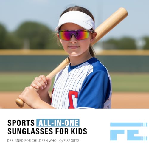 Image of FEISEDY Kids Polarized Sports Sunglasses, TR90 UV400 Baseball Cycling