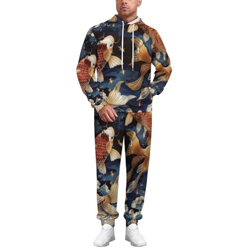 Survêtement homme poisson imprimé 3D avec sweat à capuche et jogging taille M