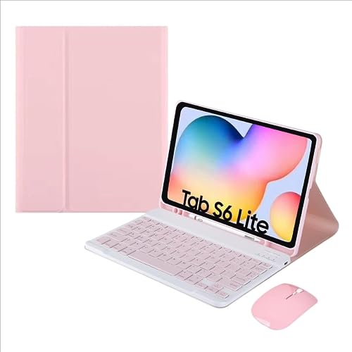 Genérico Capa de Couro Sintético Dupla Proteção com Teclado Bluetooth e Mouse para Galaxy Tab S6 Lit