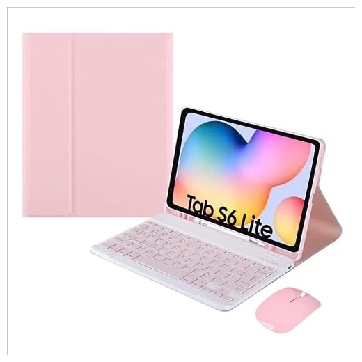 Genérico Capa de Couro Sintético Dupla Proteção com Teclado Bluetooth e Mouse para Galaxy Tab S6 Lite (Rosa)