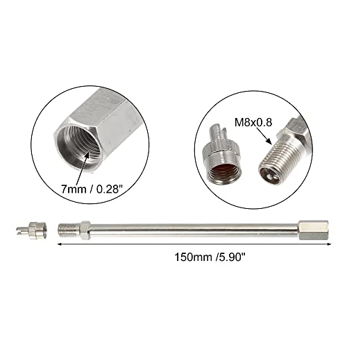 Image of X AUTOHAUX 1 Set 5.90 inch Dually Valve Stem Extenders Straight Dual Tire Valve Extension for Car Truck RV Pickup Motorcycle Silver Tone