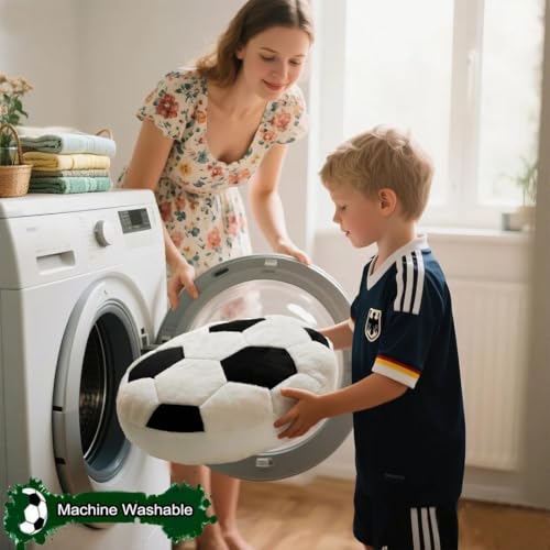 Yhoelata Plüsch Fußball Sitzkissen, Flauschiges Football als Weicher Sportball, Kreative Zimmer Dekoration für Kinderzimmer, Fussball Geschenke für Jungen, 35x35cm