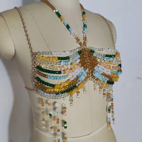 Bead Body Chain Colorful Beaded Bra Chain Beach Bikini Chain Harness Body Accessories for Summer Camping Vacation4